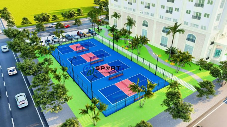 Thi c&ocirc;ng Sơn s&acirc;n Pickleball tại H&agrave; Tĩnh