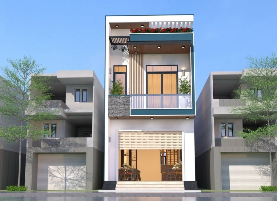 Thiết kế thi c&ocirc;ng nh&agrave; phố 2 tầng