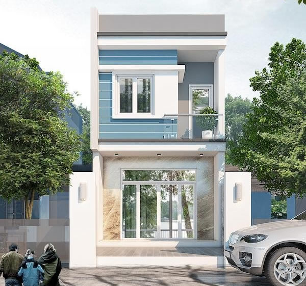 Thiết kế thi c&ocirc;ng nh&agrave; phố 2 tầng
