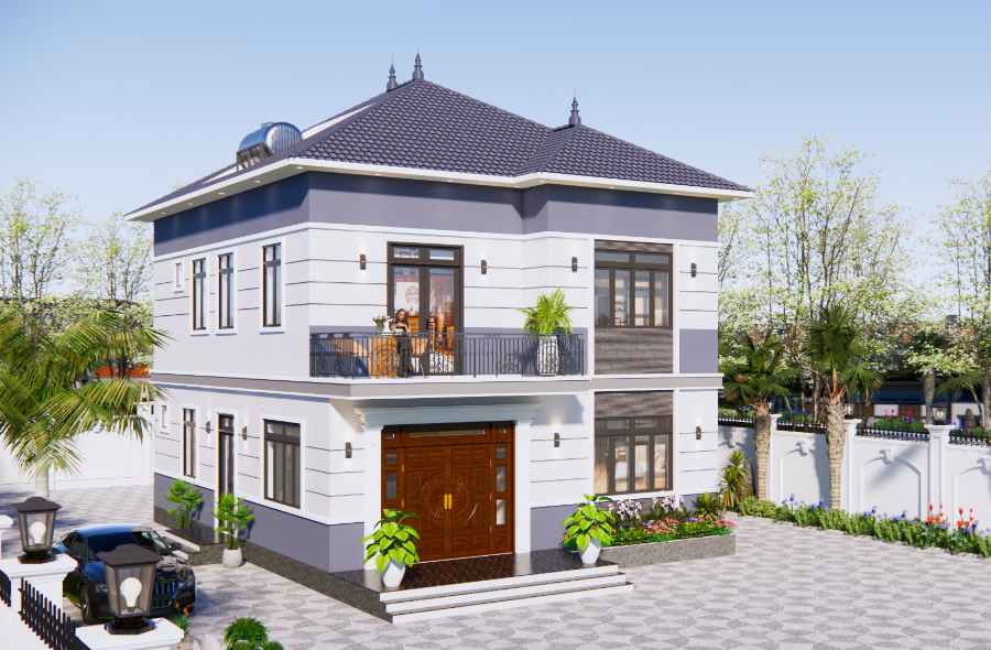 Thiết kế thi c&ocirc;ng nh&agrave; phố 2 tầng