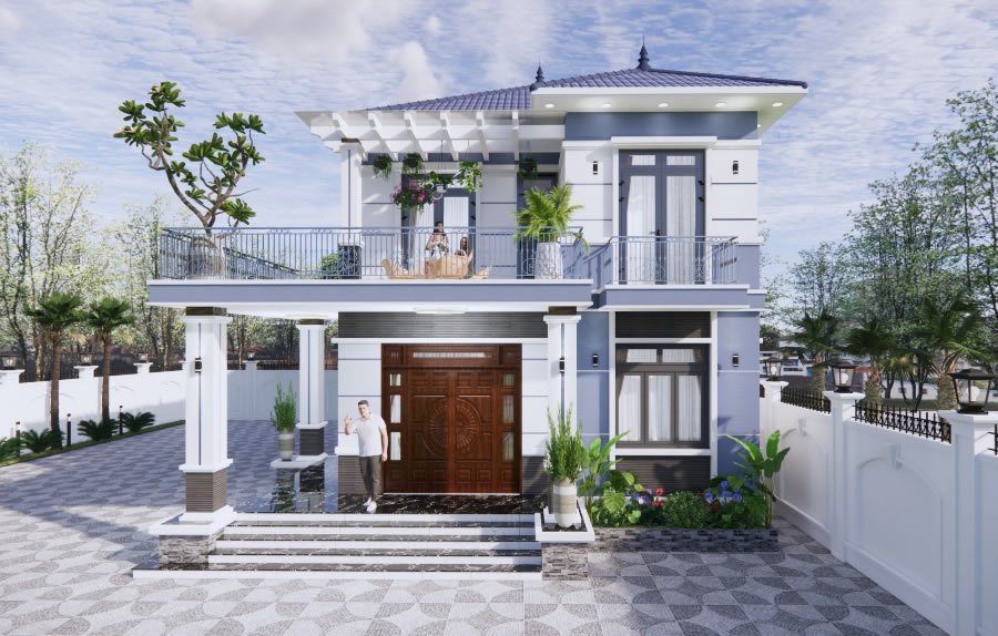 Thiết kế thi c&ocirc;ng nh&agrave; phố 2 tầng