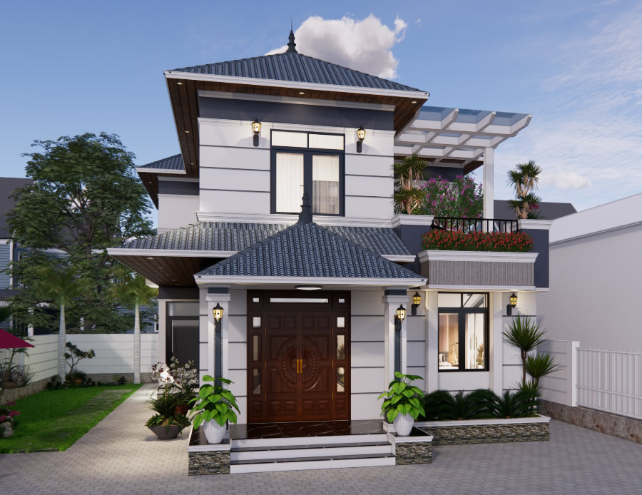 Thiết kế thi c&ocirc;ng nh&agrave; phố 2 tầng