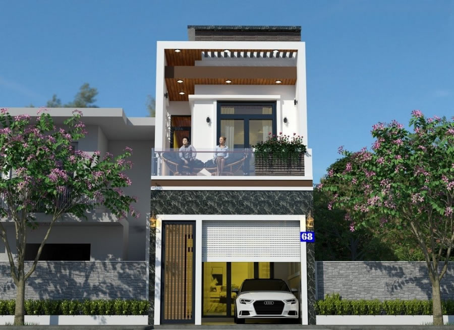 Thiết kế thi c&ocirc;ng nh&agrave; phố 2 tầng
