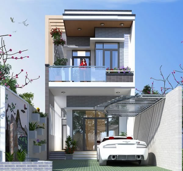 Thiết kế thi c&ocirc;ng nh&agrave; phố 2 tầng